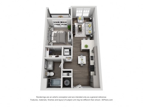 A1 Studio - 606 Floor Plan at Central Island Square, Daniel Island, SC